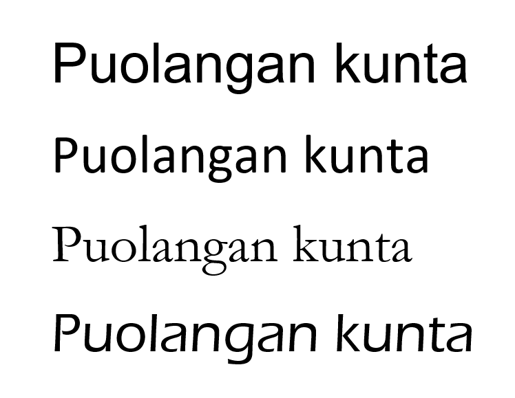 Puolangan kunnan typografia